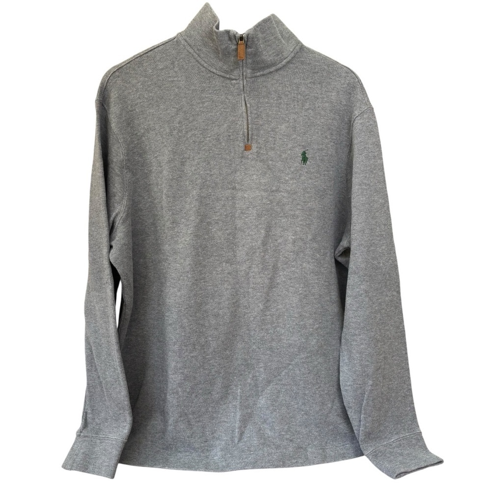 Polo Ralph Lauren Men’s M Light Gray 1/4-Zip 100% Cotton Lg Slv Top - Picture 3 of 10